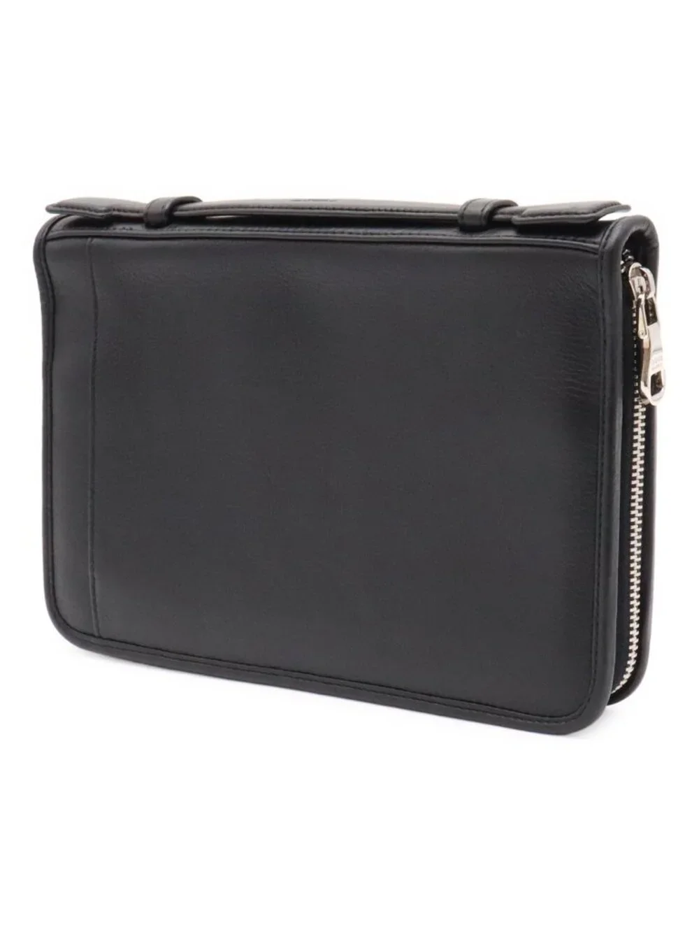 Loewe Anagram Clutch Zip Around Wallet Leather Black Silver